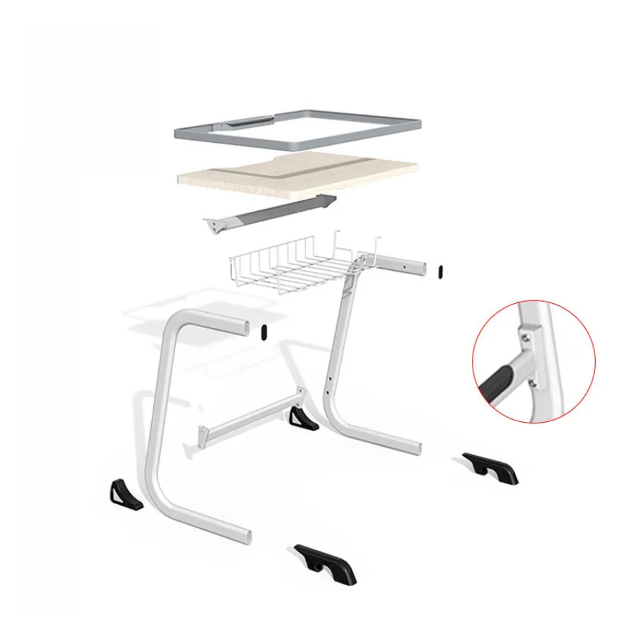 Set ergonomic iStudy White – masă și scaun pentru elevi, clasele V–VIII, blat fag deschis